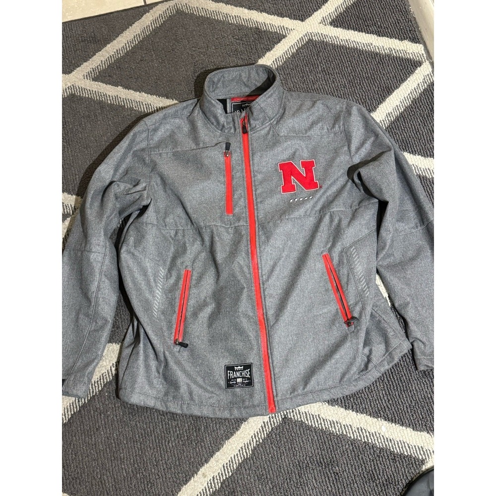Vintage Franchise Club Jacket Nebraska Corn Huskers Men XL Retroreflective